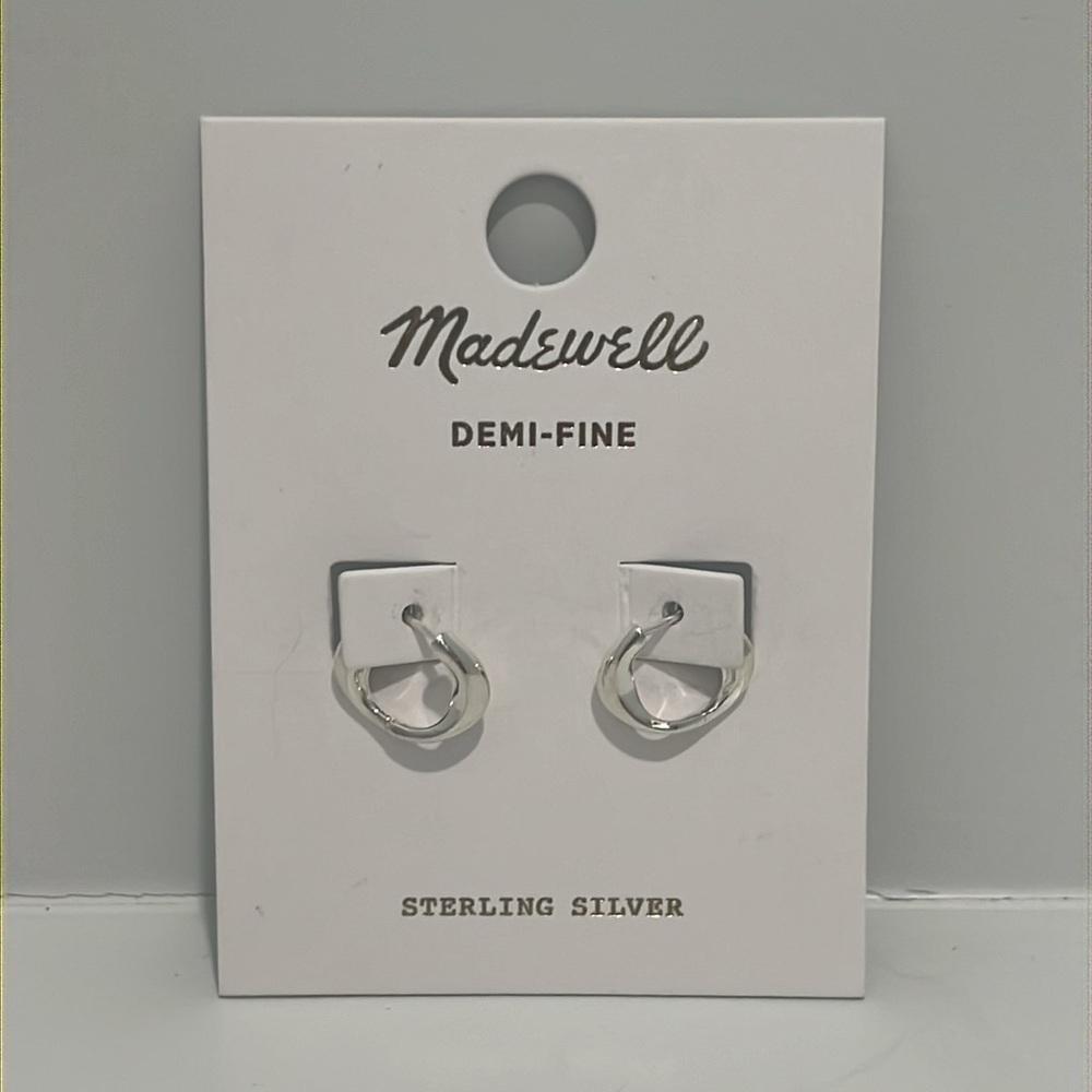 Madewell Demi-Fine Twist Huggie Hoop Earrings in Sterling Silver $58 NU947 NEW - Picture 4 of 5